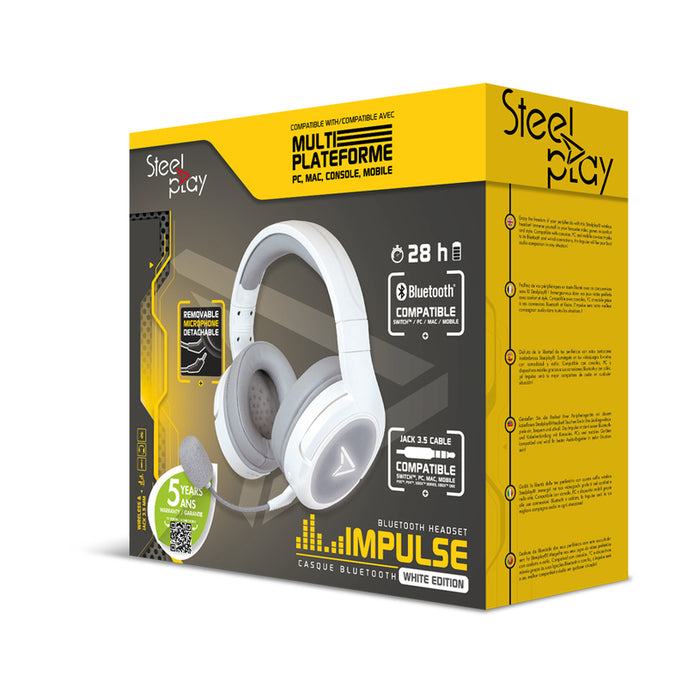 Headphones with microphone SteelPlay IMPULSE Bluetooth - White (MULTI), Bluetooth, OVER-EAR