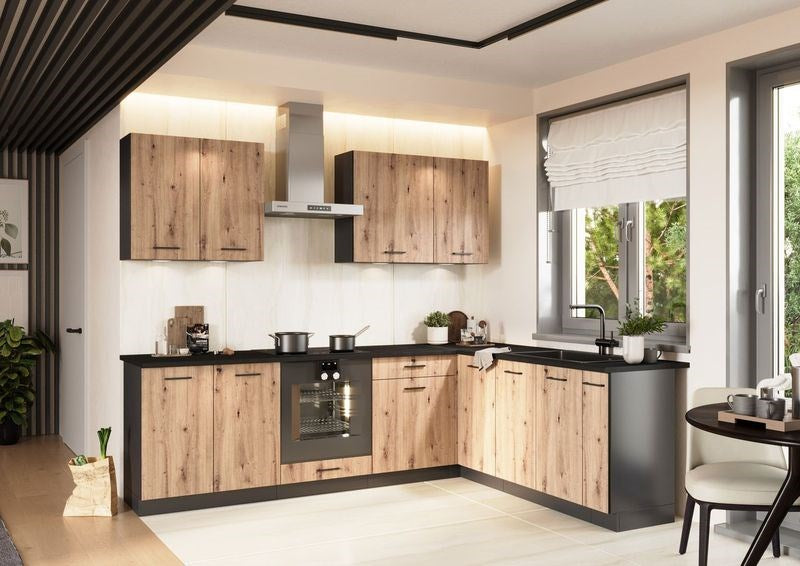 Cosmo Design ANIKA kitchen furniture set, artisan oak/graphite 2.0/2.6