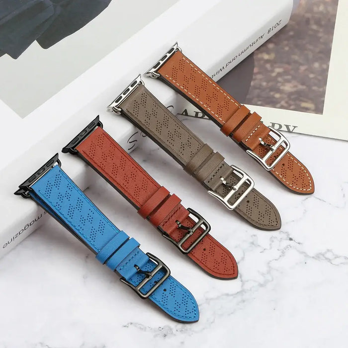 Strap Leather for Apple Watch 38 / 40 / 41 mm band bracelet - red - Smartwatch straps and cases<<<HurtelXML