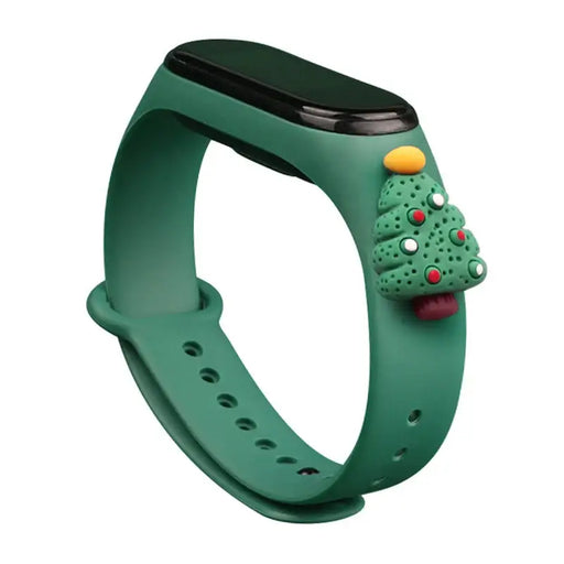 Strap Xmas for Xiaomi Mi Band 3 / 4 Christmas Silicone Strap Bracelet with Christmas Tree - Dark Green - Smartwatch