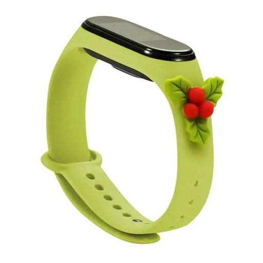 Strap Xmas for Xiaomi Mi Band 5 / 6 Christmas Silicone Strap Bracelet with Mistletoe - Green - Smartwatch straps