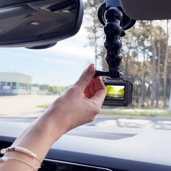 Suction Cup Holder for GoPro DJI Insta360 SJCam Eken + Smartphone Adapter - Black - Sport products<<<HurtelXML