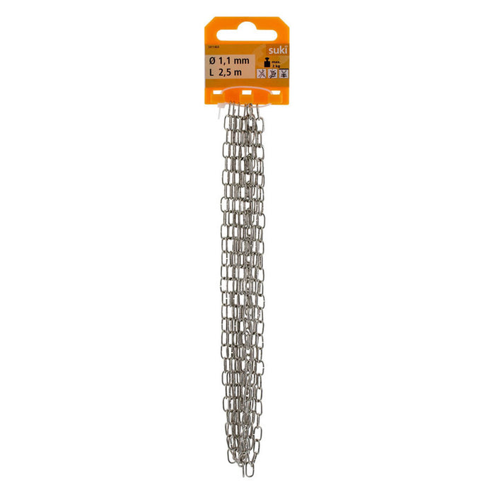STEEL CHAIN NICKEL 1.1 MM 2.5 M SUKI