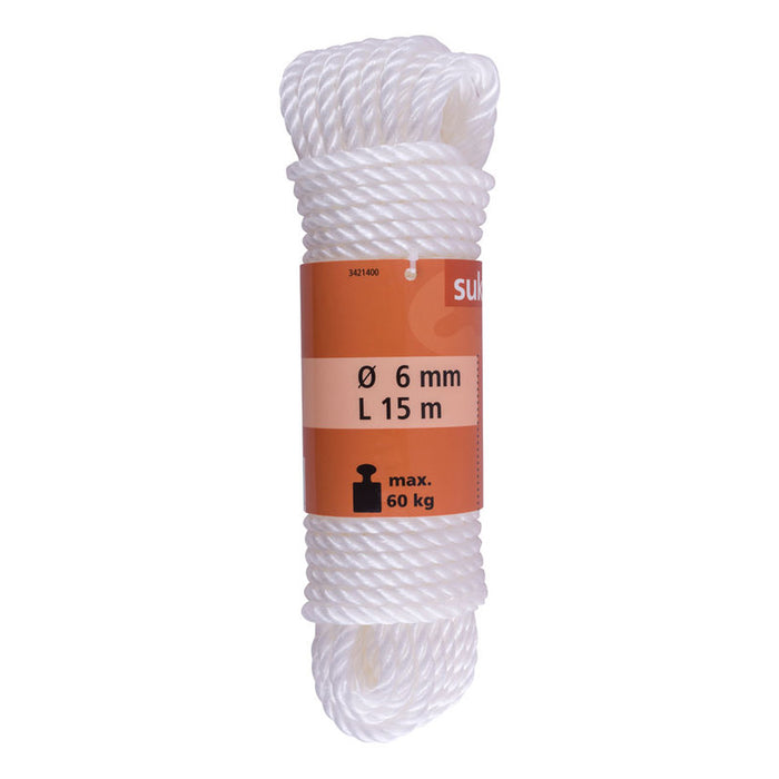 POLYPROPYLENE CORD TWISTED WHITE 6 MM 15M SUKI