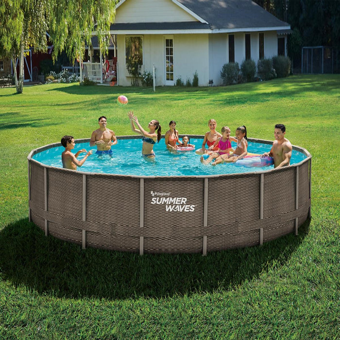 SWIMMING POOL 5.49X1.22M METAL FRAME RATTAN
