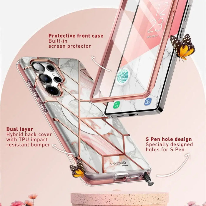 Supcase Cosmo Mag Case for Samsung Galaxy S25 Ultra - Marble Pink - Cell phone cases and covers<<<HurtelXML