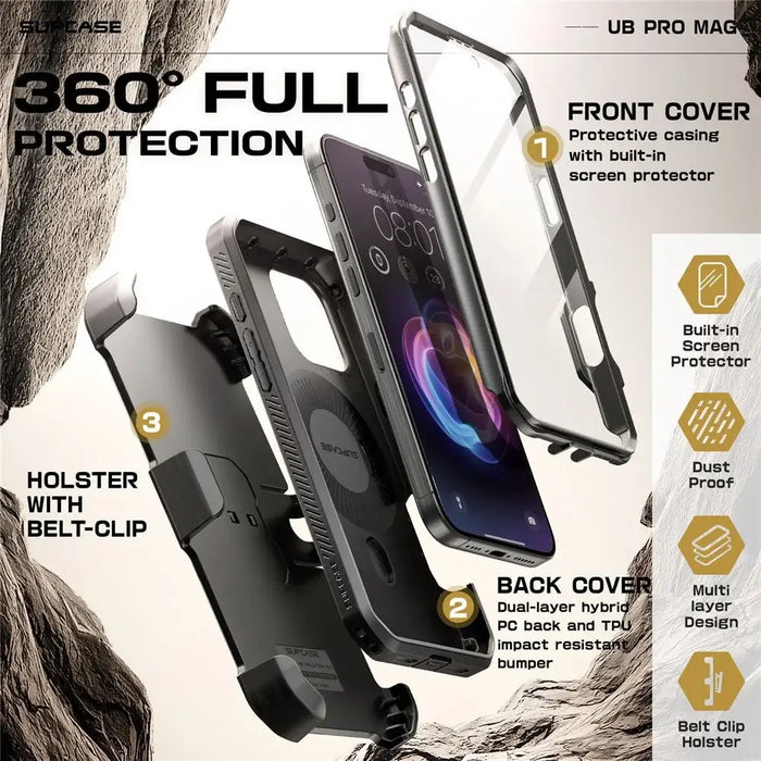 Supcase UB Pro Mag MagSafe Case for iPhone 16 Pro - Black - Cell phone cases and covers<<<HurtelXML