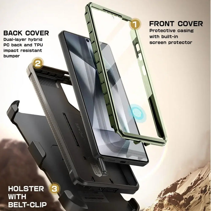 Supcase Unicorn Beetle Pro 2-set Case for Samsung Galaxy S25 Ultra - Olive - Cell phone cases and covers<<<HurtelXML