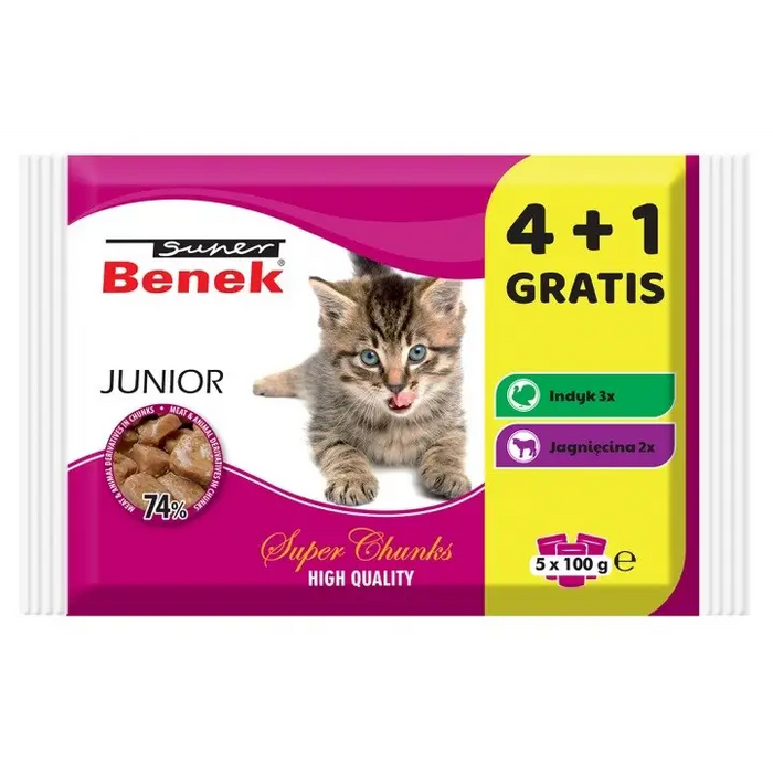 SUPER BENEK Junior - wet cat food - 5 x 100g - Wet foodDLK-KAM<<<For the catDLK<<<ActionPL