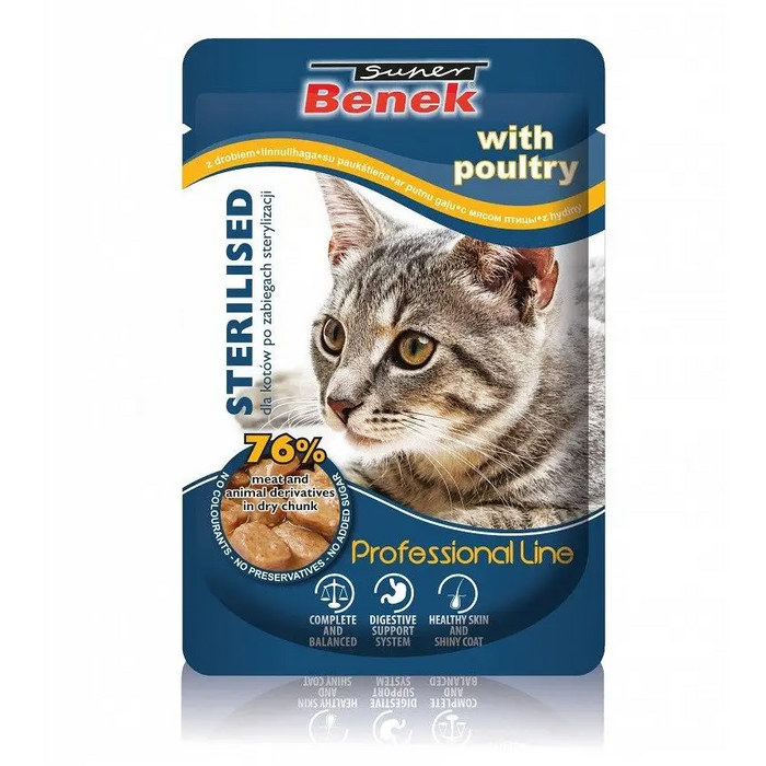 SUPER BENEK Sterilised with poultry - wet cat food - 100g - Wet foodDLK-KAM<<<For the catDLK<<<ActionPL