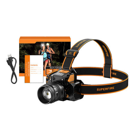 Superfire HL58 headlamp flashlight, 350 lm, USB, 3 modes, 200m