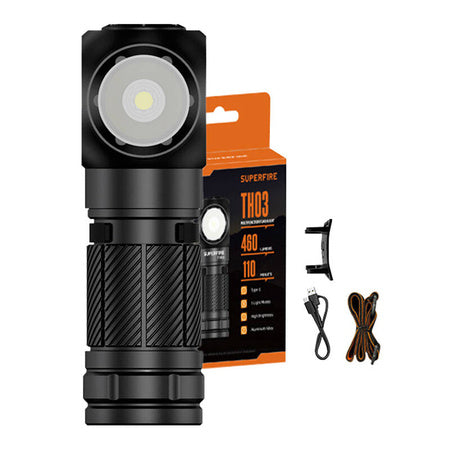 Superfire TH03 multi-function flashlight, 460 lm, USB-C, 5 modes
