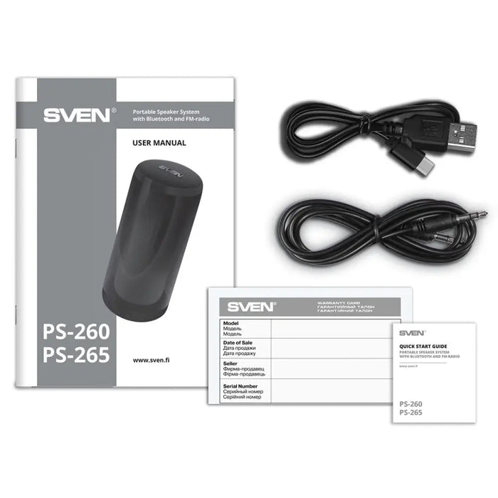 SVEN PS-260 portable/party speaker Mono portable speaker Black 10 W - Bluetooth portable