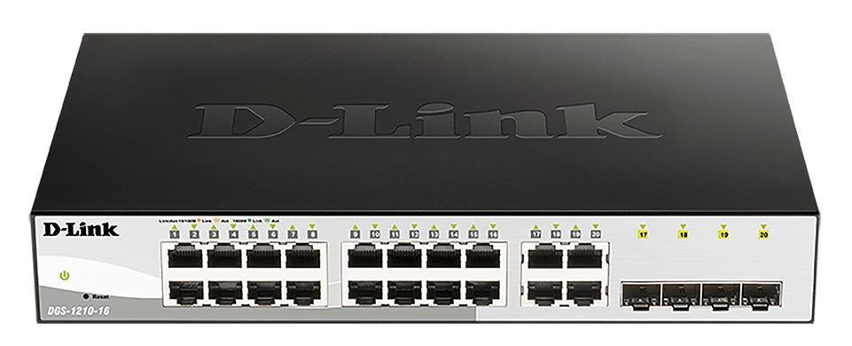 Switch D-Link DGS-1210-16/E 16-port 10/100/1000 Gigabit Smart Switch including 4 Combo 1000BaseT/SFP managed
