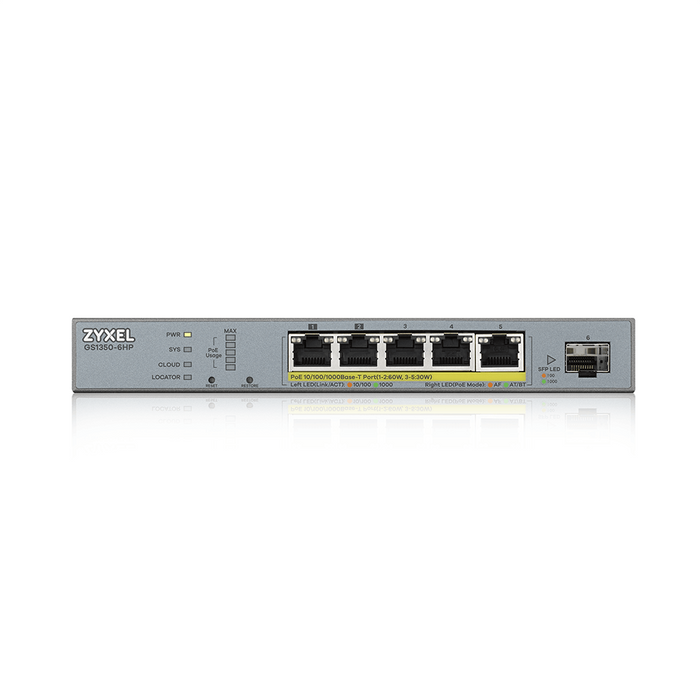 Switch ZyXEL GS1350-6HP 6-port Gigabit Managed PoE 60W - Managed Switches<<<ZyXEL<<<ZyXEL<<<PolyComp&&&Суичове - с