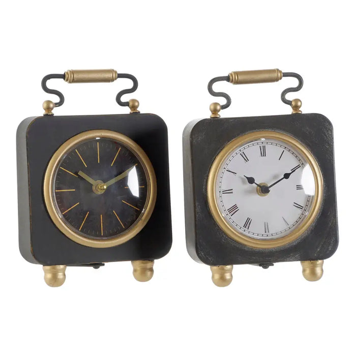 Table clock DKD Home Decor Black Golden Silver (2 Units) - Декорация и Осветление<<<Дом Градина<<<BigBuy&&&Стенни