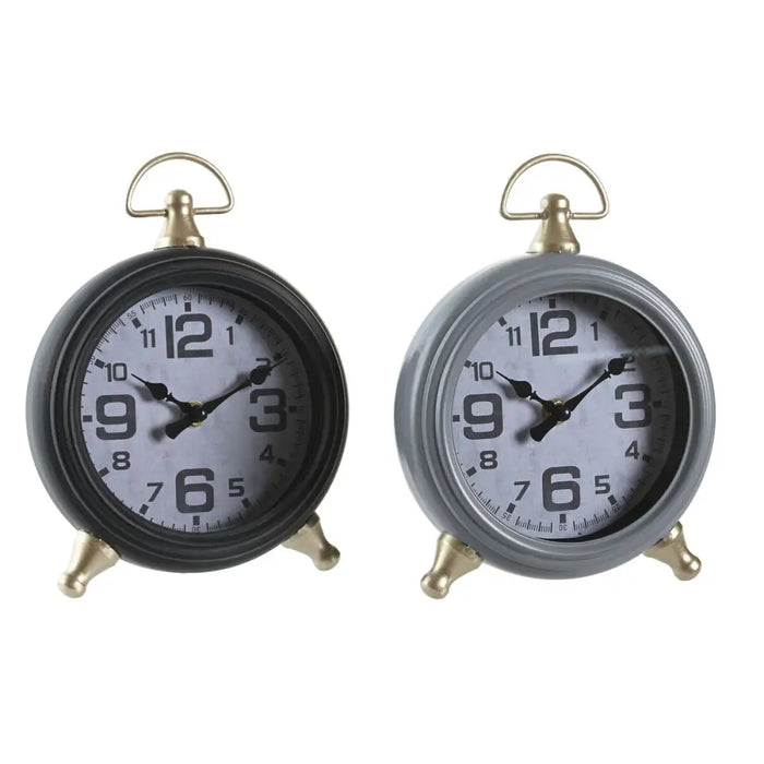 Table clock DKD Home Decor Black Grey Golden Traditional (2 Units) - Декорация и Осветление<<<Дом