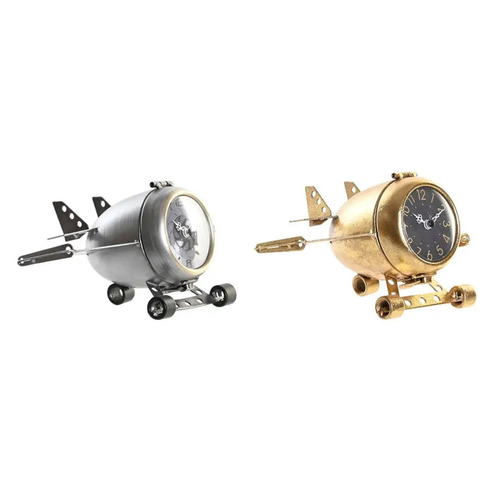 Table clock DKD Home Decor Golden Silver Aeroplane (2 Units) - Декорация и Осветление<<<Дом Градина<<<BigBuy&&&Стенни