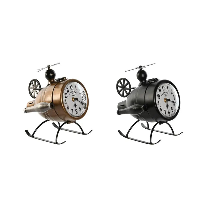 Table clock Home ESPRIT Black Golden Loft Helicopter (2 Units) - Декорация и Осветление<<<Дом Градина<<<BigBuy&&&Стенни