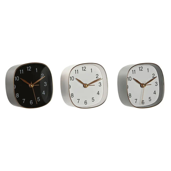 Table clock Home ESPRIT White Black Grey Golden Modern (3 Units) - Декорация и Осветление<<<Дом