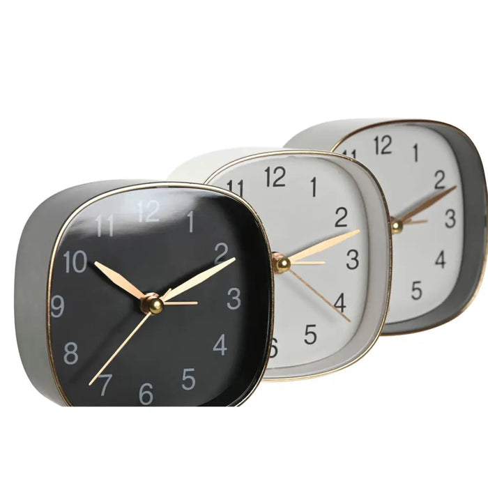 Table clock Home ESPRIT White Black Grey Golden Modern (3 Units) - Декорация и Осветление<<<Дом