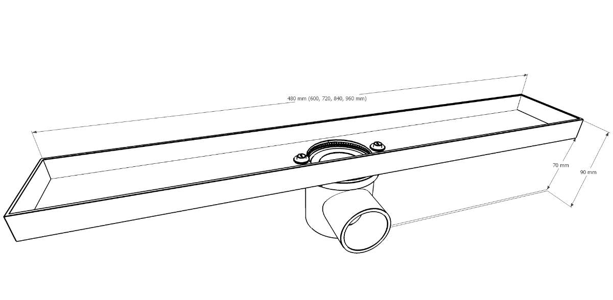 LINEAR SIPHON FOR TILE 720MM INOX