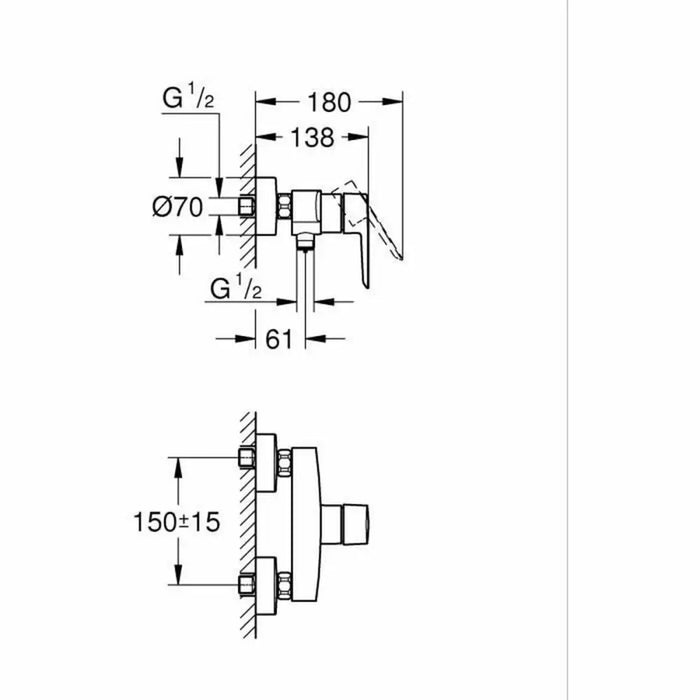 Tap mixer for shower Grohe Start Matte back Metal Brass - Баня<<<Дом Градина<<<BigBuy&&&Аксесоари и