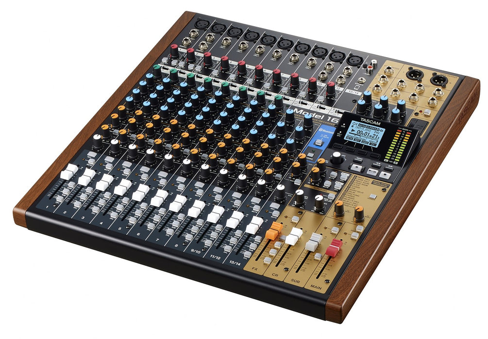 Tascam MODEL 16 audio mixer 16 channels 20 - 30000 Hz Black, Gold, Wood
