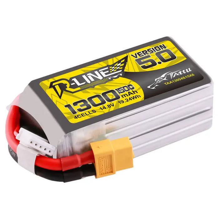 Tattu R-Line Version 5.0 1300mAh 14.8V 150C 4S1P Lipo Battery Pack with XT60 Plug - Lithium and NiMH<<<Batteries<<<RC
