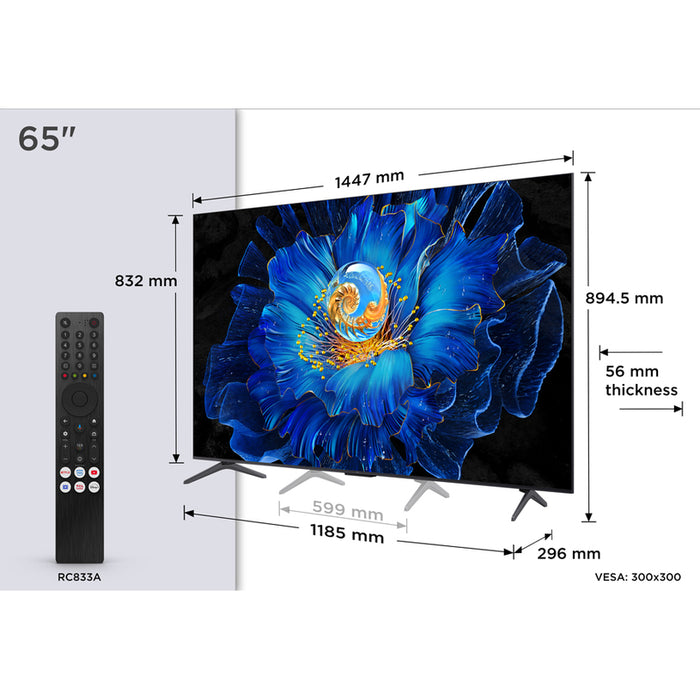 TCL C6KS 65C6KS TV 165.1 cm (65") 4K Ultra HD Smart TV Wi-Fi Metallic