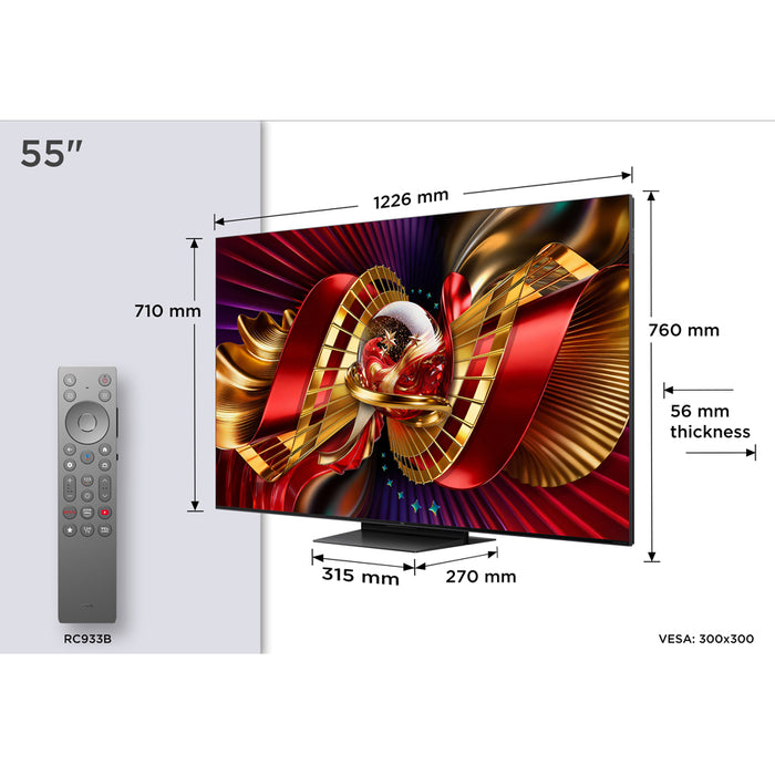 TV TCL 55C8L 4K ULTRA HD SQD-Mini LED SMART TV, GOOGLE TV, 55.0 ", 139.0 cm