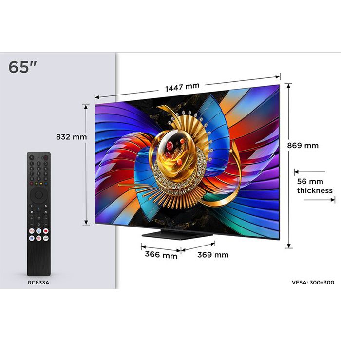 TV TCL 65Q7D, 65"(164 cm), SQD-Mini LED, 4K Ultra HD, Smart TV, Google TV