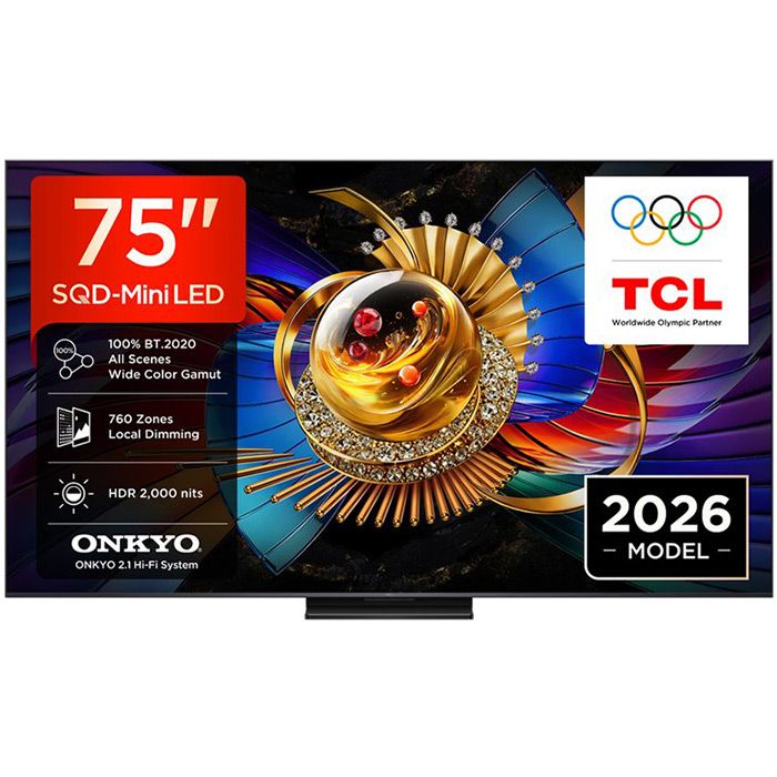 TV TCL 75Q7D, 75"(189 cm), SQD-Mini LED, 4K Ultra HD, Smart TV, Google TV