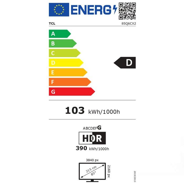 TV TCL 85Q6C, 85"(215 cm), QD-Mini LED, 4K Ultra HD, Smart TV, Google TV