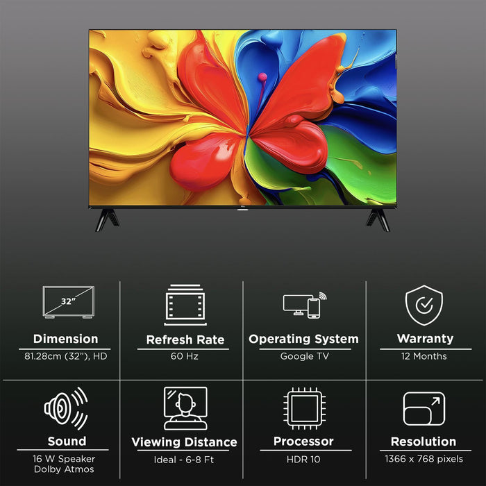 TCL 32inch HD QLED Google TV 32S4K Audio 2x8w