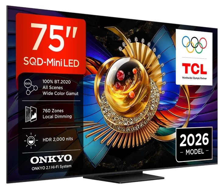 TV TCL 75Q7D, 75"(189 cm), SQD-Mini LED, 4K Ultra HD, Smart TV, Google TV