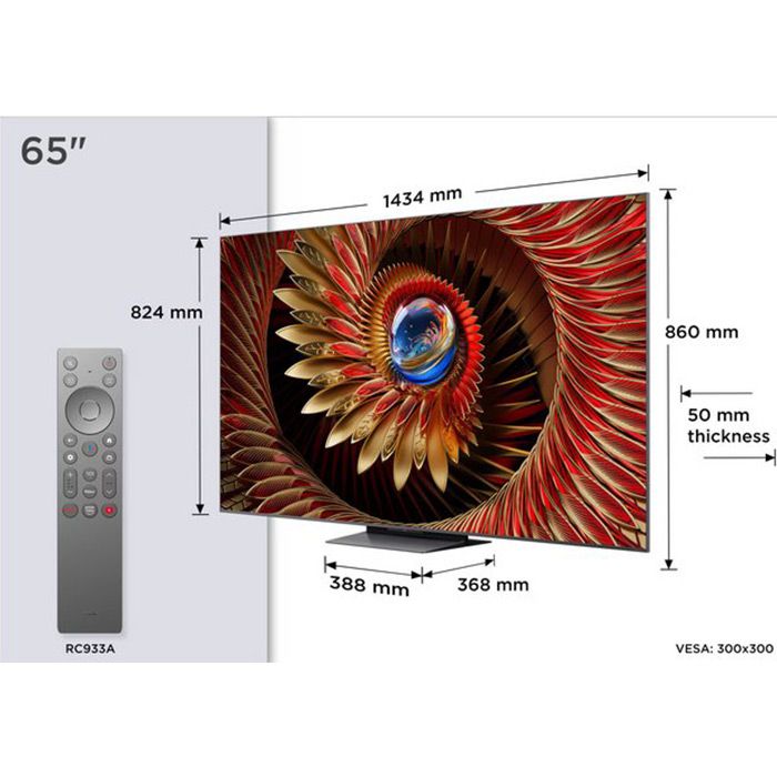 TV TCL MiniLed 65C8K, 65" (164 cm), Smart Google TV, 4K Ultra HD, (Model 2025)