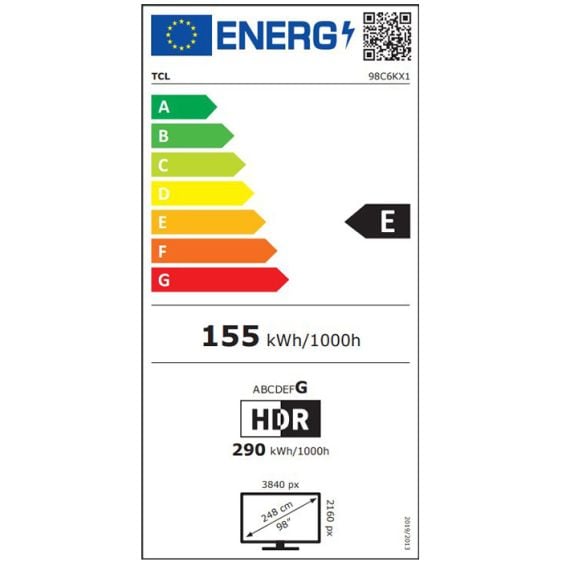 TV TCL 98C6K, 98" QD-MiniLED, 4K Ultra HD, ONKYO 2.1 Hi-Fi System