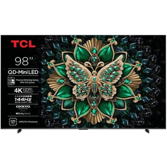 TV TCL 98C6K, 98" QD-MiniLED, 4K Ultra HD, ONKYO 2.1 Hi-Fi System