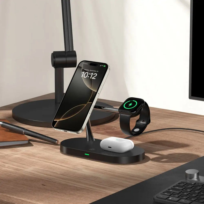 Tech-Protect A12 3in1 MagSafe Inductive Charger for Smartphone/Headphones/Smartwatch - Black - Cell phone USB