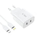 Tech-Protect C20W 2x USB-C PD 20W charger with USB-C / USB-C cable - white - Cell phone USB charger<<<HurtelXML