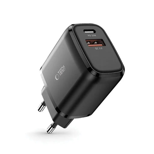 Tech-Protect C20W Charger USB-C PD 20W / USB-A QC 3.0 - Black - Cell phone USB charger<<<HurtelXML
