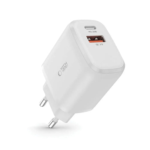 Tech-Protect C20W charger USB-C PD 20W / USB-A QC 3.0 - white - Cell phone USB charger<<<HurtelXML