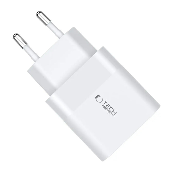 Tech-Protect C30W charger USB-C PD 30W / USB-A QC 3.0 - white - Cell phone USB charger<<<HurtelXML