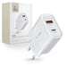 Tech-Protect C30W charger USB-C PD 30W / USB-A QC 3.0 - white - Cell phone USB charger<<<HurtelXML