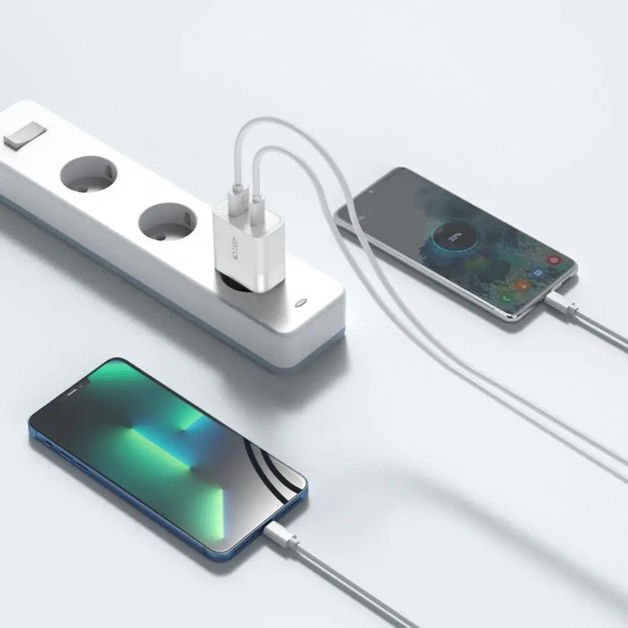 Tech-Protect C30W charger USB-C PD 30W / USB-A QC 3.0 - white - Cell phone USB charger<<<HurtelXML