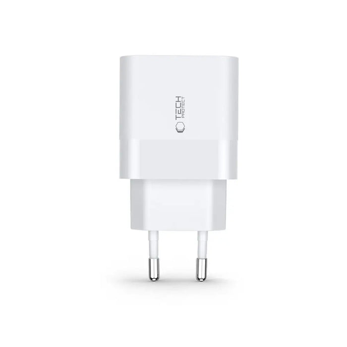 Tech-Protect C30W charger USB-C PD 30W / USB-A QC 3.0 - white - Cell phone USB charger<<<HurtelXML