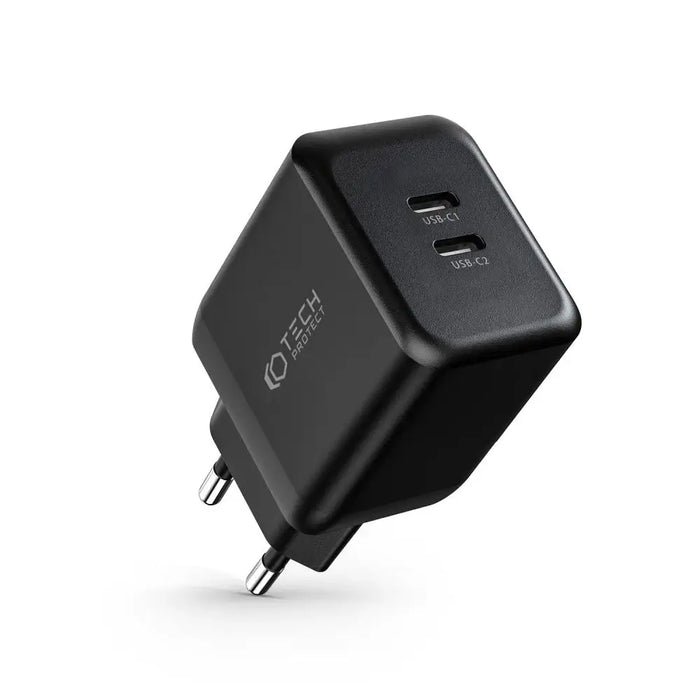 Tech-Protect C35W-2 charger 2x USB-C PD 35W - black - Cell phone USB charger<<<HurtelXML