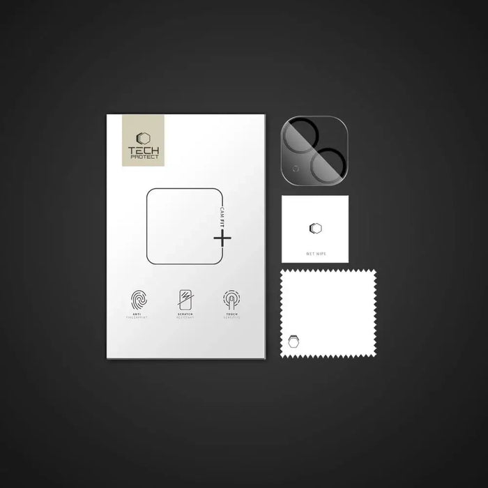 Tech-Protect Cam Fit+ Camera Cover for iPhone 14 / 14 Plus / 15 / 15 Plus - Clear - Cell phone tempered