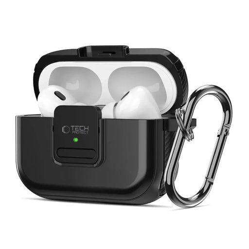 Tech-Protect Defender Hook MagSafe Case with Carabiner for Apple AirPods Pro 1 / 2 - Black - Cell phone cases